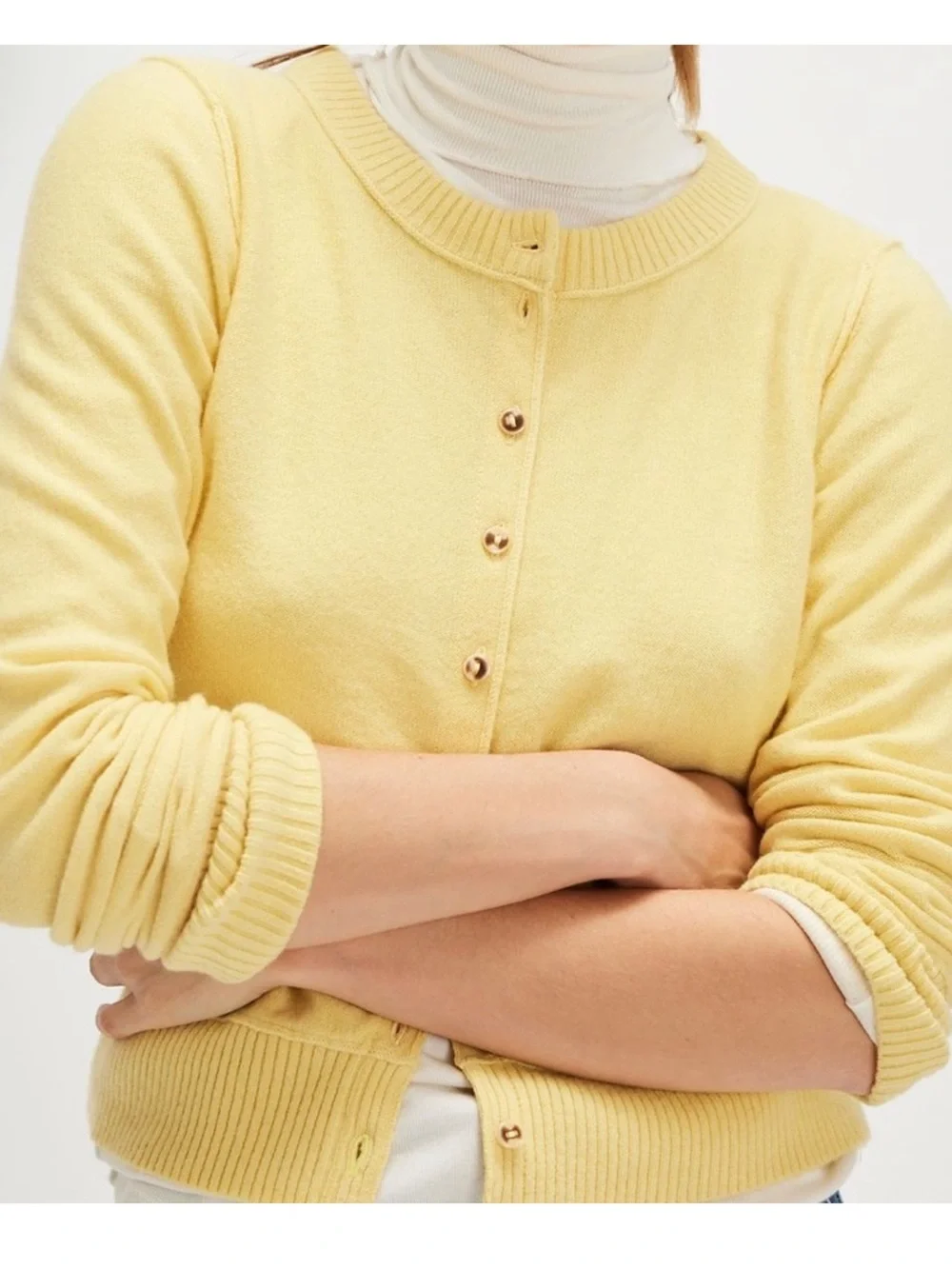 Free People Butter Yellow Wool Cardigan, Nocturnal Cardi Sweater, Large